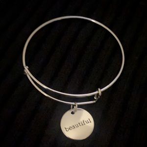 Silver Expandable Bracelet with Charm